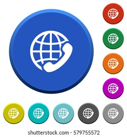 International call round color beveled buttons with smooth surfaces and flat white icons