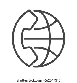 International Call Thin Line Vector Icon. Flat icon isolated on the white background. Editable EPS file. Vector illustration.
