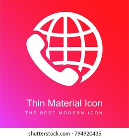 International calling service symbol red and pink gradient material white icon minimal design