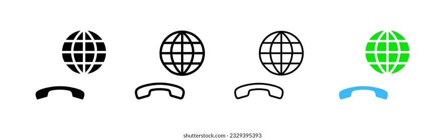 Internationale Anrufe. Unterschiedliche Stile, farbig, lehnen den Anruf ab. Vektorsymbole.