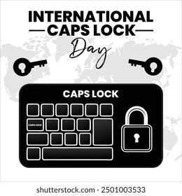 International Caps Lock Day Vector Fun Typographic post Design for Keyboard Enthusiasts 