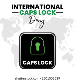 International Caps Lock Day Vector Fun Typographic post Design for Keyboard Enthusiasts 