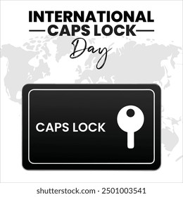 International Caps Lock Day Vector Fun Typographic post Design for Keyboard Enthusiasts 