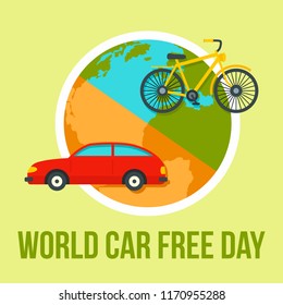 International car free day background. Flat illustration of international car free day vector background for web design