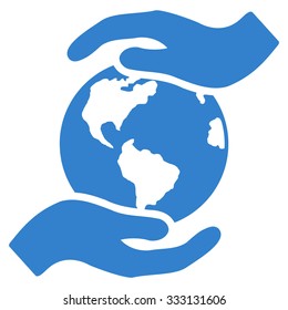 International Care vector icon. Style is flat symbol, cobalt color, rounded angles, white background.