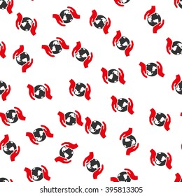 International Care vector seamless repeatable pattern. Style is flat red and dark gray international care symbols on a white background.