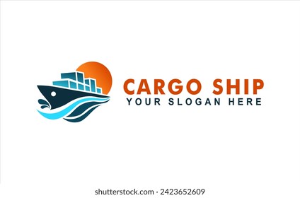 international cargo ocean ship silhouette tanker vector illustration shipping transportation logo sign symbol template