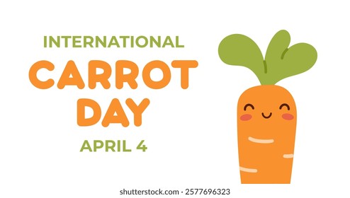 International Carrot Day. Background with cute cartoon carrot. Banner, card and poster template. Flat vector illustration