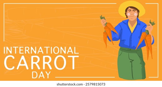 International Carrot Day. Banner, postcard, poster. 
Vector illustration.