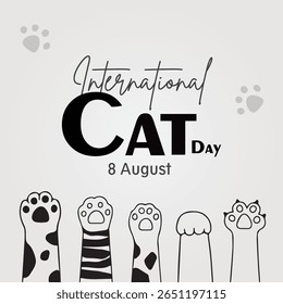 international cat day 8 august, cat pow vector template