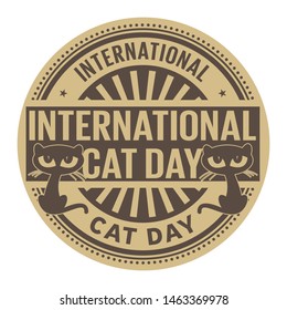 International Cat Day, abstract rubber stamp, vector Illustration