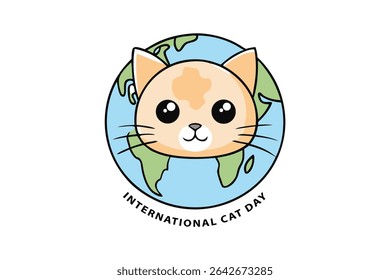 International Cat Day Art Design on White Background