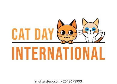 International Cat Day Art Design on White Background