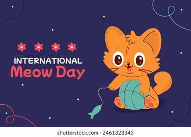 International cat day background banner. Meow day