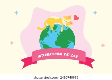 International Cat day concept. Colored flat vector illustration isolated.	