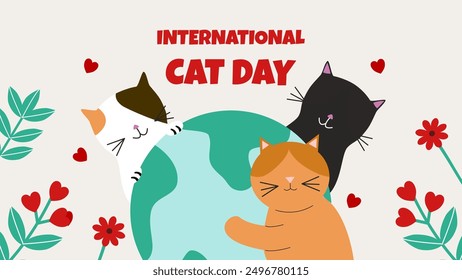 International Cat Day creative banner background poster cover template. Cat Day template for background. Cat Day poster illustration, August 8.