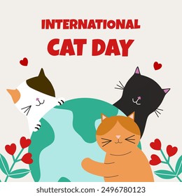 International Cat Day creative banner background poster cover template. Cat Day template for background. Cat Day poster illustration, August 8.