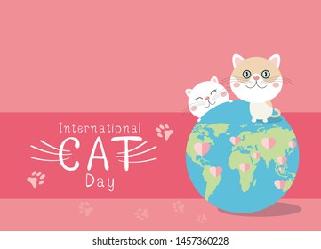 International cat day design on pink background vector illustration