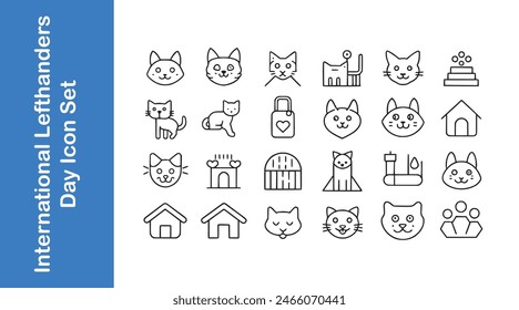 International cat day with editable vector outline. 