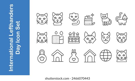 International cat day with editable vector outline. 