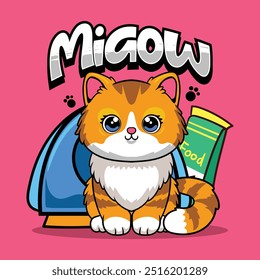 International Cat Day funny vector hand drawn cartoon illustration for sticker, badge, patch, banner, greeting card, invitation