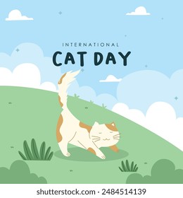 INTERNATIONAL CAT DAY HAND DRAWN ILLUSTRATION