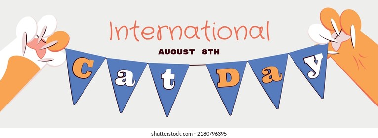International cat day horizontal banner vector illustration design