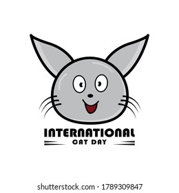 International Cat Day Icon with text. Cat symbol. Design template vector