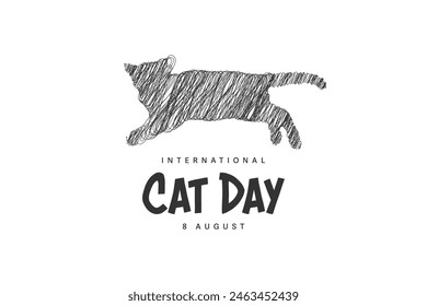 International cat day logo concept design