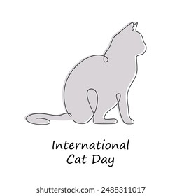 International cat day in one continuous line. One line drawing, minimalism. Vector illustration.