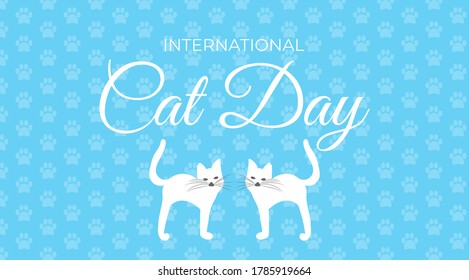 International Cat Day Pastel Blue Background Illustration