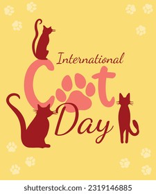 ilustración vectorial de póster internacional del día del gato