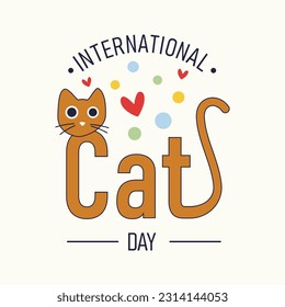 International Cat Day quote vector logotype with lettering typography. Vector illustration