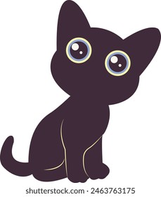 International Cat Day Silhouette with Cute Eyes Design. on the August