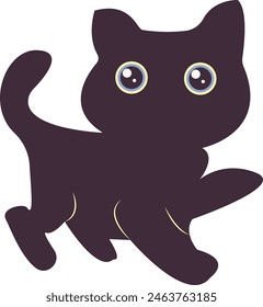 International Cat Day Silhouette with Cute Eyes Design. on the August