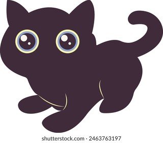 International Cat Day Silhouette with Cute Eyes Design. on the August