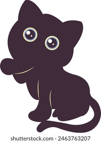 International Cat Day Silhouette with Cute Eyes Design. on the August