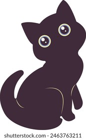 International Cat Day Silhouette with Cute Eyes Design. on the August
