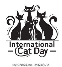 International cat day silhouette victor illustration file
