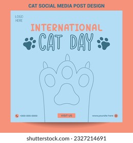 International cat day social media post design