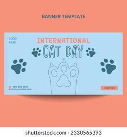 International cat day social media post banner design