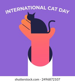 International cat day. Template for background, banner, card, poster with text inscription. Flat vector illustration.