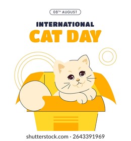 International Cat Day Template Design with Adorable Cats in a Flat Vector Cartoon Style Illustration