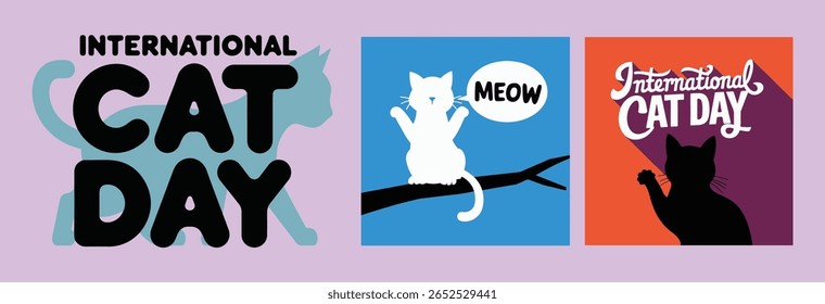 International Cat Day vector art and illustration.