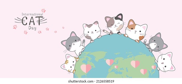 International Cat Day Vector Illustration