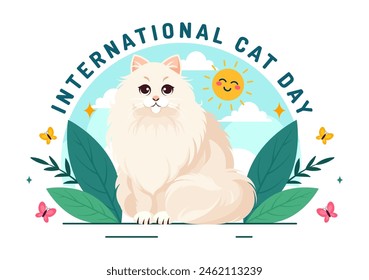 International Cat Day Vector Illustration on August 8 with Cats Animals Love Celebration in Flat Cartoon Background Design