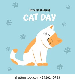 Día Internacional del Gato. Lindas patas de gatos. Ilustración vectorial en estilo plano