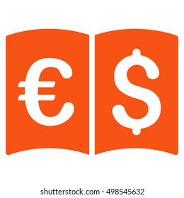 International Catalog icon. Vector style is flat iconic symbol, orange color, white background.