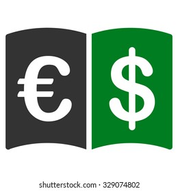 International Catalog vector icon. Style is bicolor flat symbol, green and gray colors, rounded angles, white background.