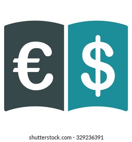 International Catalog vector icon. Style is bicolor flat symbol, soft blue colors, rounded angles, white background.